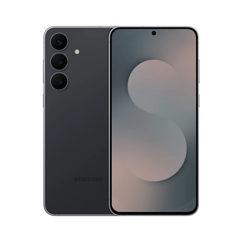Samsung Galaxy S25 FE në ngjyrën e zezë, pamje nga pas dhe nga para