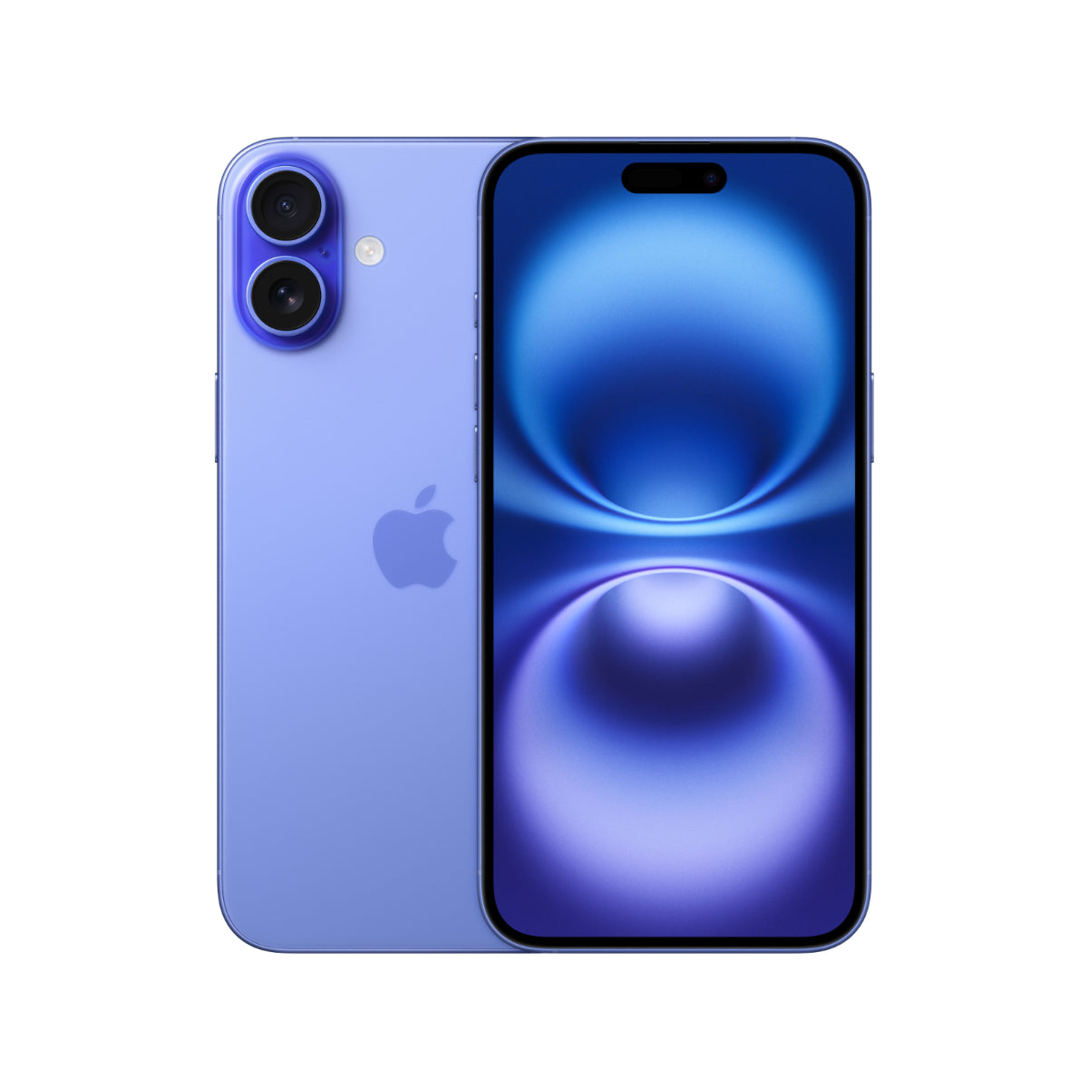 iPhone 16 në ngjyrën ultramarinë, pamje nga pas dhe nga para