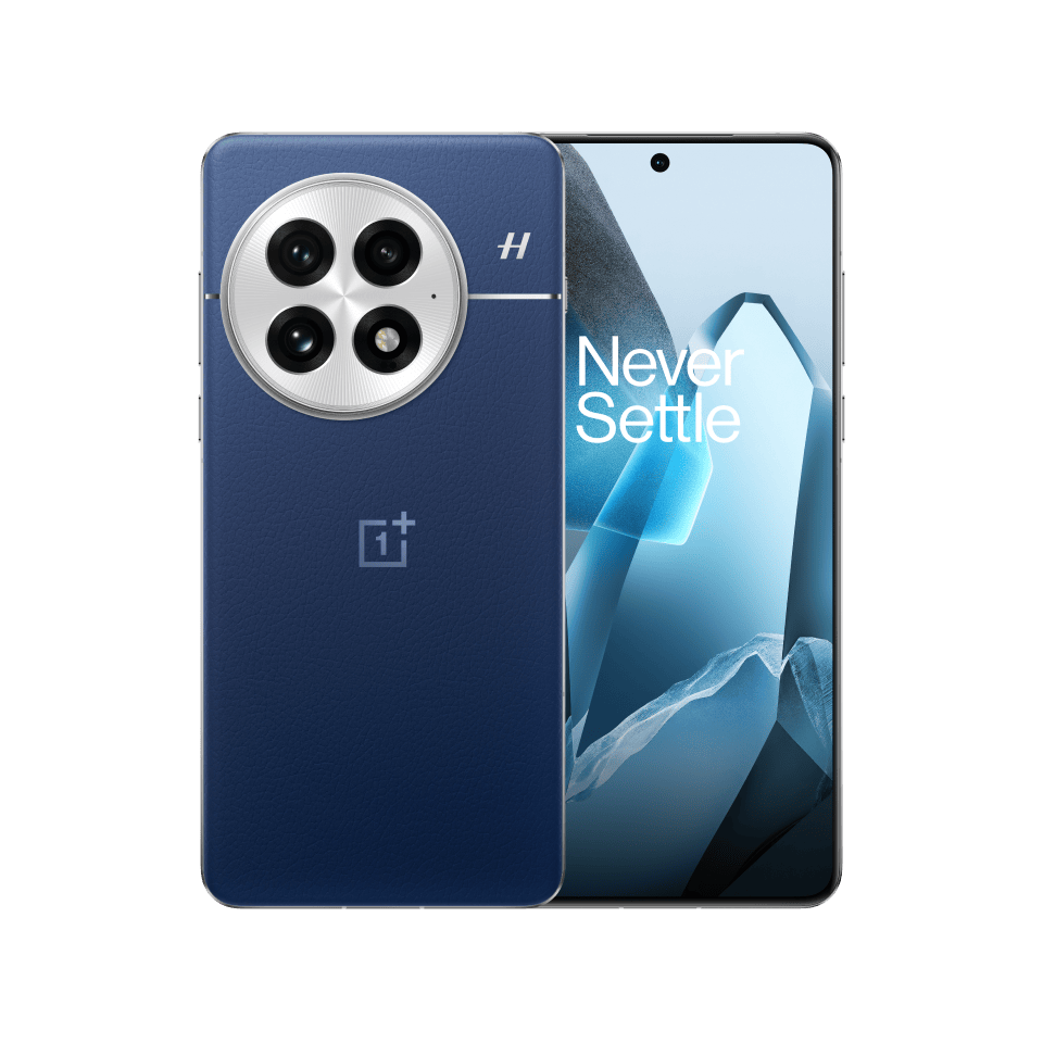 OnePlus 13 në ngjyrën blu e mesnatës, pamje nga pas dhe nga para