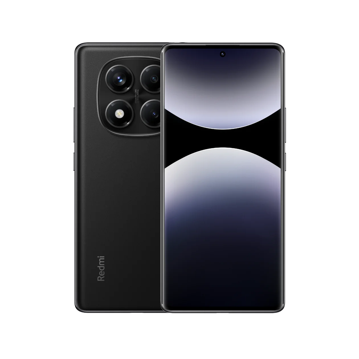 Xiaomi Redmi Note 14 Pro 5G në ngjyrën e zezë, pamje nga pas dhe nga para